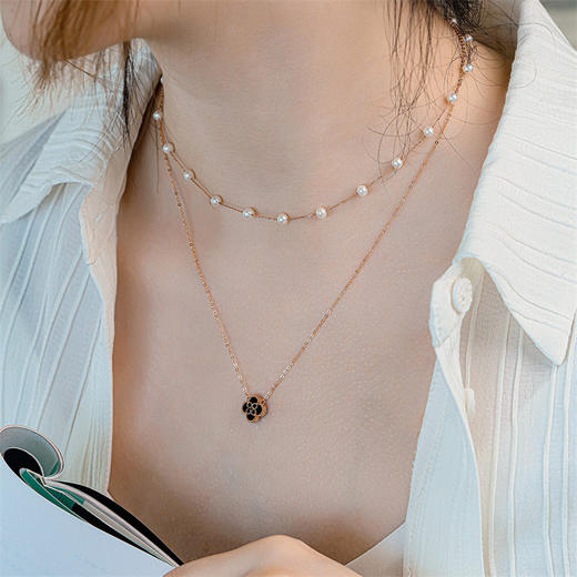 满天星珍珠项链叠戴神器玫瑰18K小米珍珠项链MEMORA诗普琳ZNE00401（线上专供） 商品图8