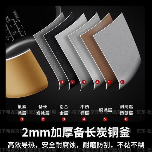 松下（Panasonic）低糖电饭煲家用4-5人IH加热电饭锅智能煮饭锅备长炭铜釜可拆洗4.2升容量 低糖款SR-HTL155（原香柴火饭SR-HT155） 商品图3