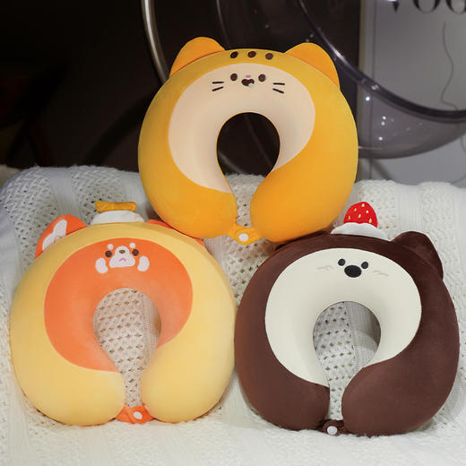 自然醒瑞士卷动物系列记忆棉U枕可爱卡通护颈枕旅行坐车旅行飞机午睡神器QYL 商品图11