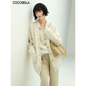 COCOBELLA重工几何绗缝外套女春休闲舒适裸领开衫上衣SC901