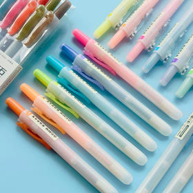 点石按动易手控荧光笔透明记号笔可换芯