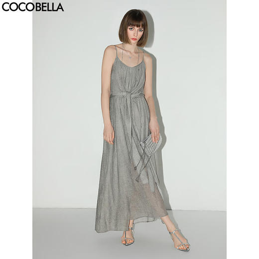 【秒杀】COCOBELLA设计感飞片绑带炒色吊带裙夏灵动飘逸连衣裙FR7033 商品图0