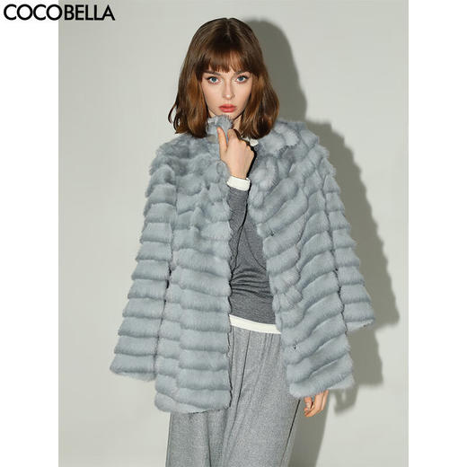 COCOBELLA奢华质感丰盈仿貂绒横排工艺环保皮草外套FU3007-3 商品图0