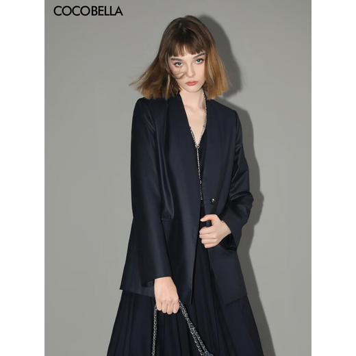 COCOBELLA简约气质精纺质感裸领西装女秋通勤西服外套SI0001 商品图0