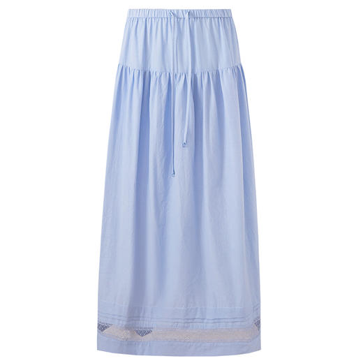 SELFWHO绿绒蒿系列镂空花边拼接半身裙女2025秋新款松紧腰中长裙 商品图4