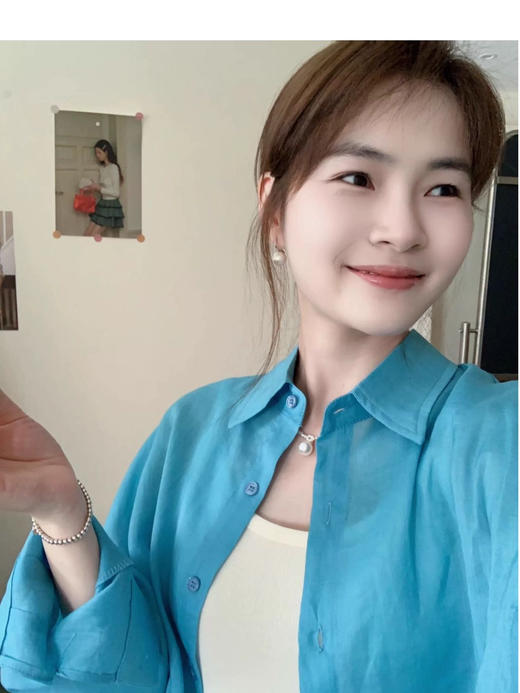 特调BaiLIDE夏季海岸蓝苎麻棉衬衫 商品图13