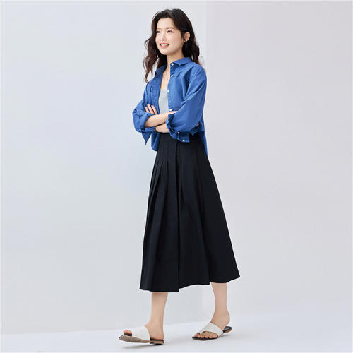 佐丹奴女装25年新款蔚蓝经典系列时尚短款长袖衬衫05345001 商品图6