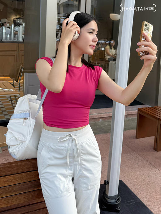 哈瓦塔新款褶皱露背吊带背心 H350150 商品图3