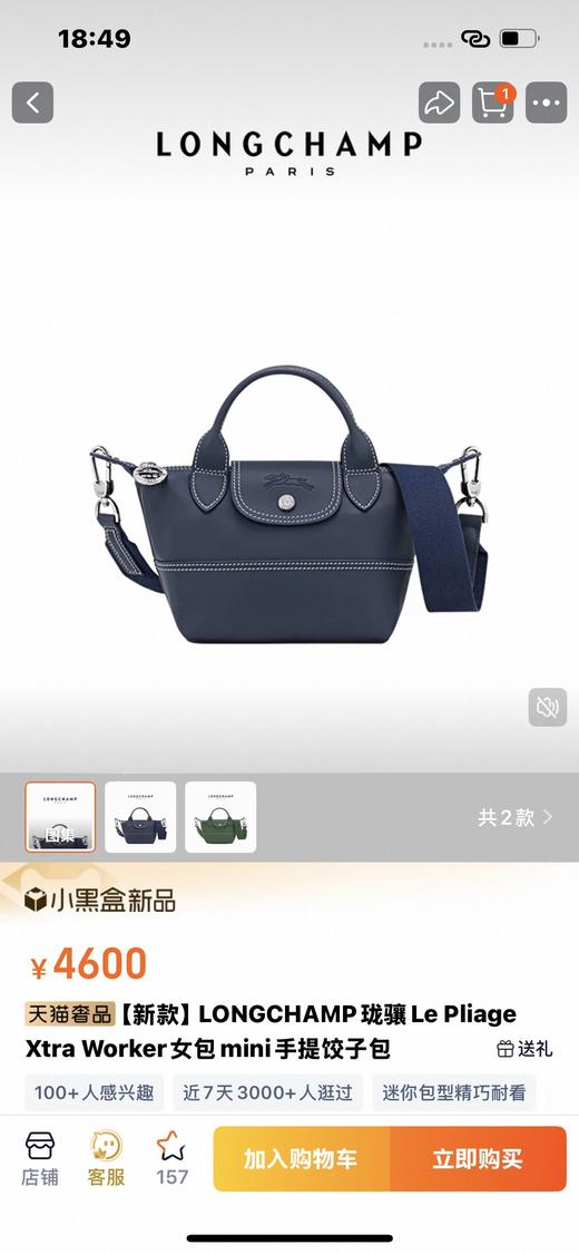 LC珑香 牛皮Le Pliage Xtra Worker饺子包特别版 Z-15498 商品图1