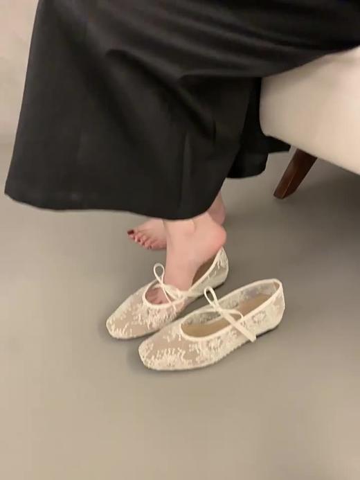 【YW】无忧购法式白色网纱绣花平底单鞋女新款春夏仙女风配裙子温柔风玛丽珍鞋1212（截单后3-5天发货） 商品图1