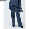 COCOBELLA[MIU系穿搭]重工水洗做旧牛仔裤灯芯绒休闲裤DN0011 商品缩略图0