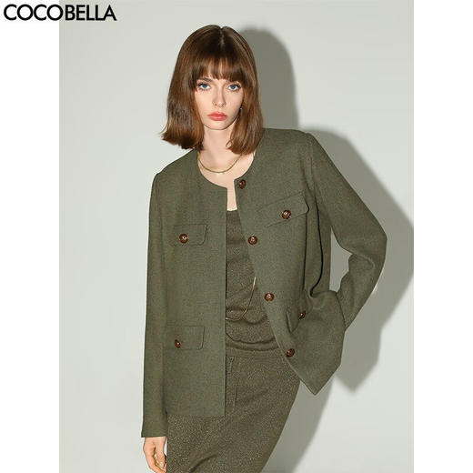 COCOBELLA名媛小香风羊毛外套质感金属扣箱型毛呢外套WL7060 商品图0