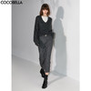 COCOBELLA[miu系穿搭]人字纹羊毛半身冬毛呢长裙附腰带HS0058 商品缩略图0