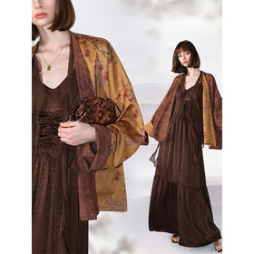 COCOBELLA仿香云纱双面穿国风印花提花两穿新中式外套SC7020