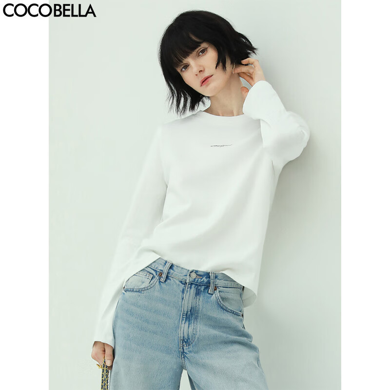 COCOBELLA时尚简约字母印花长袖T恤秋气质休闲舒适上衣TS639