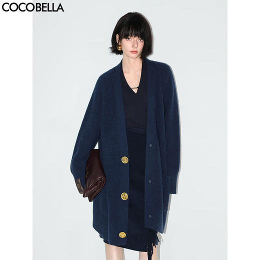 COCOBELLA手缝金属扣饰粗针开衫毛衣针织外套MZ546B 商品图0