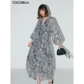 【限时秒杀】COCOBELLA佩斯利印花雪纺连衣裙秋度假风轻盈飘逸长裙FR0041