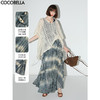 【限时秒杀】COCOBELLA手工扎染压褶半身裙串珠腰带度假风开叉长裙HS3036 商品缩略图0