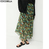 COCOBELLA油画风压褶印花雪纺半身裙度假风飘逸大摆长裙HS533 商品缩略图0