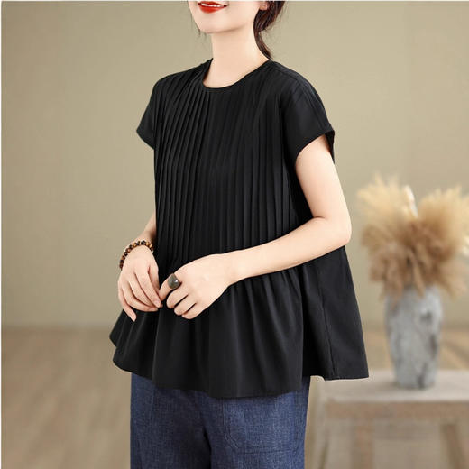 韩系气质设计感压褶衬衫上衣夏季2025年新款宽松无袖娃娃衫背心女 商品图0