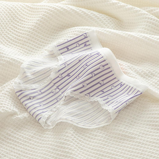 【YW】无忧购5条装螺纹棉内裤日系可爱紫色少女卡通兔子草莓8022（截单后3-5天发货) 商品图4