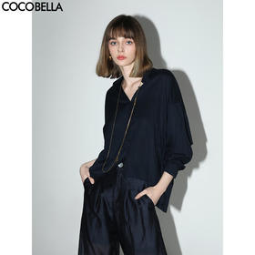 COCOBELLA莱赛尔宽松蝙蝠袖衬衫女优雅气质翻领衬衣SR916-2