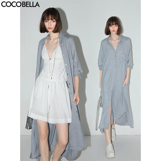 【限时秒杀】COCOBELLA文艺风简约长袖连衣裙女秋气质通勤两穿外套FR0048 商品图0