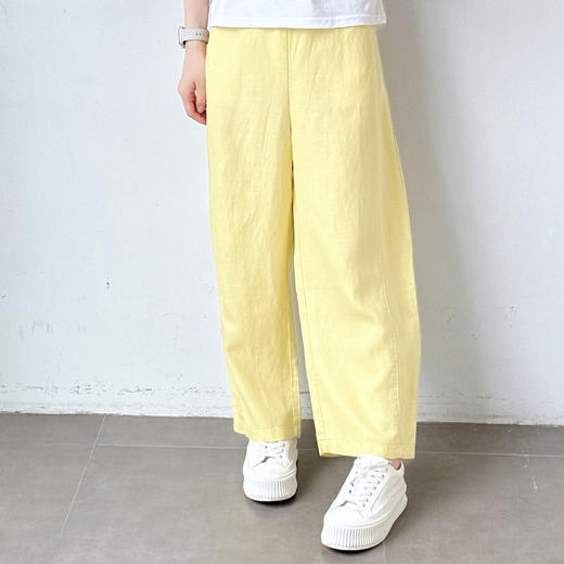 高级亚麻雾霾蓝直筒休闲裤 商品图4