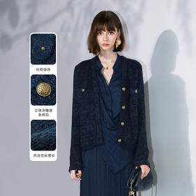 COCOBELLA质感花纱亮丝粗针毛衣女新年圣诞红针织外套MZ101B