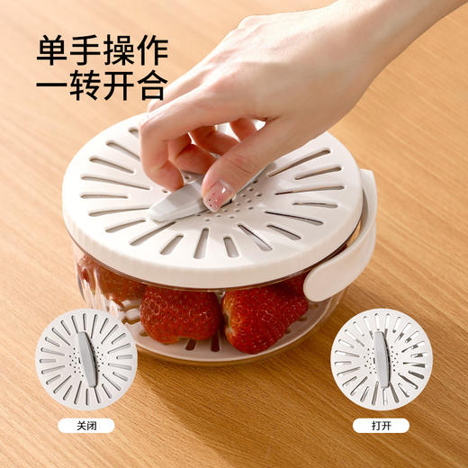 脱水洗菜篮折叠手柄带盖沥水可开关洗水果蔬菜保鲜盒沥水碗 商品图3