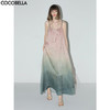 COCOBELLA度假风渐变晕染吊带裙夏手工编织肩带连衣裙FR7057 商品缩略图0