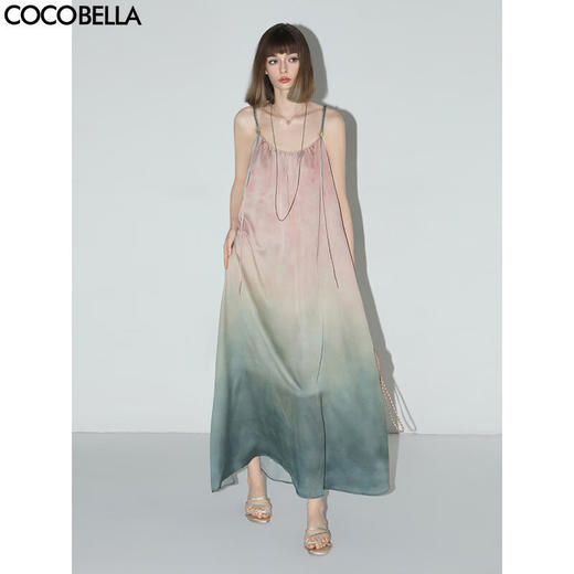 COCOBELLA度假风渐变晕染吊带裙夏手工编织肩带连衣裙FR7057 商品图0