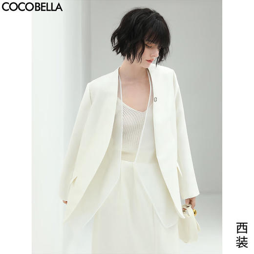 COCOBELLA设计感拼接丝光质感西装女秋轻奢风气质OL西服SI533 商品图0
