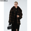 COCOBELLA仿天鹅绒丰盈绒感环保皮草大衣横排工艺外套FU7009 商品缩略图0