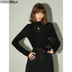 COCOBELLA[侘寂风]精致镂空压褶针织衫高领内搭打底衫MZ7068