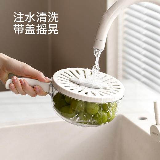 脱水洗菜篮折叠手柄带盖沥水可开关洗水果蔬菜保鲜盒沥水碗 商品图1
