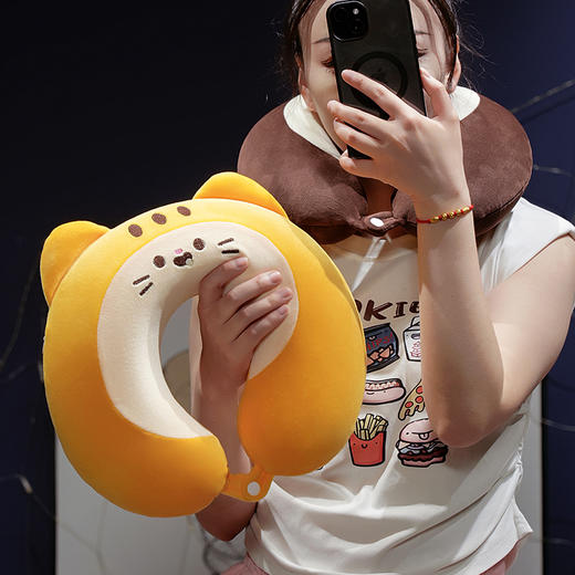 自然醒瑞士卷动物系列记忆棉U枕可爱卡通护颈枕旅行坐车旅行飞机午睡神器QYL 商品图13