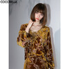 COCOBELLA奢感新国风烧花丝绒上衣秋蕾丝拼接雅致衬衣SR7050 商品缩略图0
