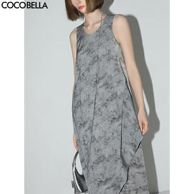 COCOBELLA新中式清冷禅意扎染印花背心裙夏无袖连衣裙FR0035
