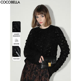 COCOBELLA立体编织微透视马海毛针织衫女绒感休闲毛衣SE7002A