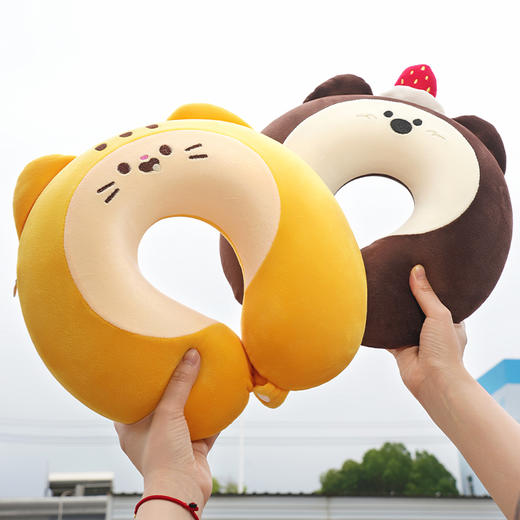 自然醒瑞士卷动物系列记忆棉U枕可爱卡通护颈枕旅行坐车旅行飞机午睡神器QYL 商品图14