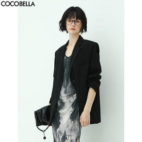 COCOBELLA简约休闲黑色廓形西装女25新款通勤正装西服外套SI57B