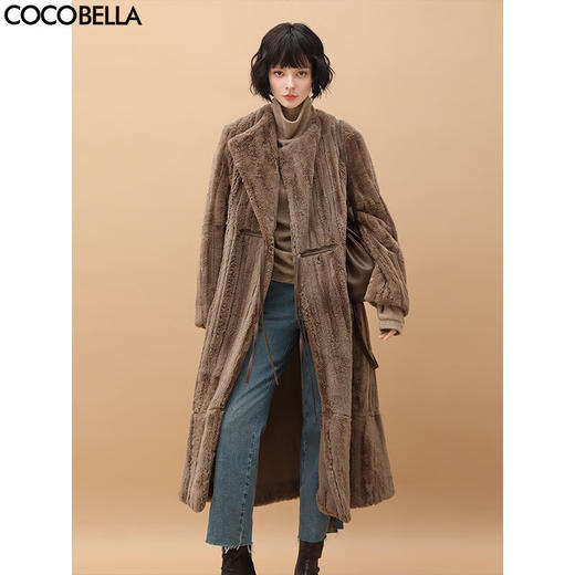 COCOBELLA中古风环保皮草外套女冬细腻加厚毛绒长款大衣WL53 商品图0