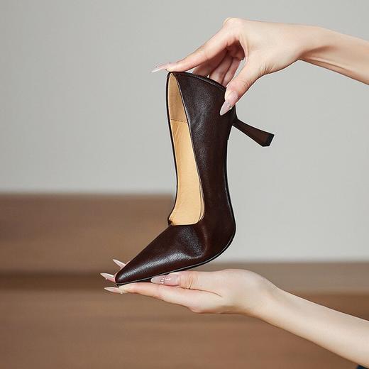 【预售5天】里外全皮！羊皮高跟鞋，法式通勤气质尖头细跟单鞋MLJ&C166 商品图3
