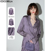 COCOBELLA重工压褶缎面立领衬衫设计感两穿气质通勤衬衣SR0045 商品缩略图0
