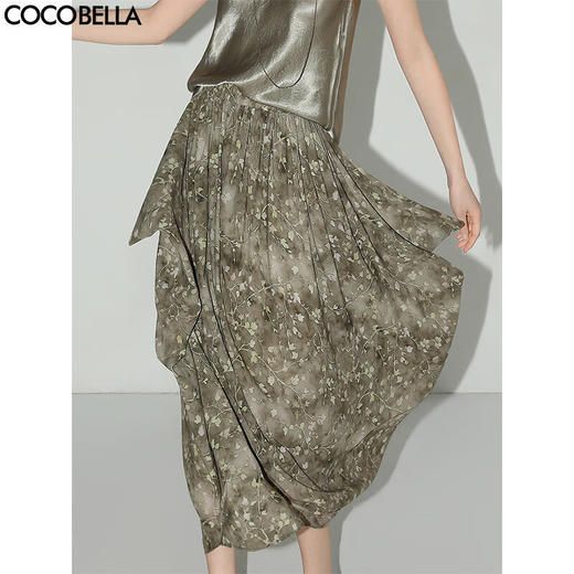 COCOBELLA设计师款立体花苞半身裙海边度假风雪纺长裙HS3068 商品图0