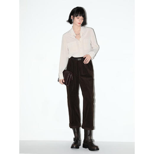 COCOBELLA美拉德穿搭雪尼尔莱赛尔休闲裤宽松打褶老爹裤PA940 商品图0