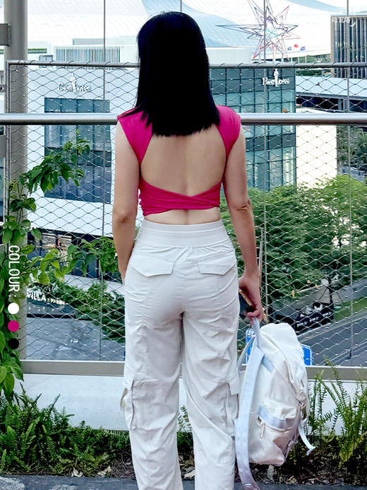 哈瓦塔新款褶皱露背吊带背心 H350150 商品图4