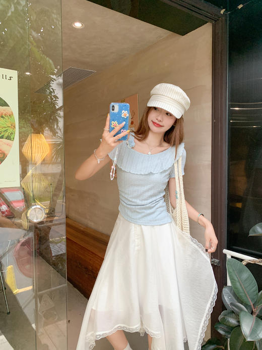 <曾小咸推荐>现货秒杀！卖完不补 ！微信打折价！花朵吊带斜肩T恤 日常99.99/件 立减50 秒杀49.99/件！！ 商品图8