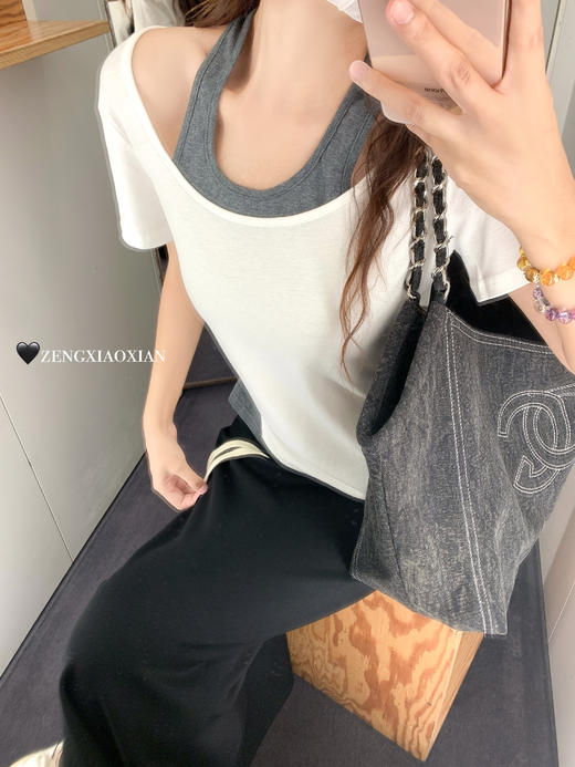 <曾小咸推荐>现货秒杀 ！微信超特价 2色假两件挂脖短袖T 日常109.99 立减60 秒杀49.99！休闲裤秒杀79.99！ 商品图8